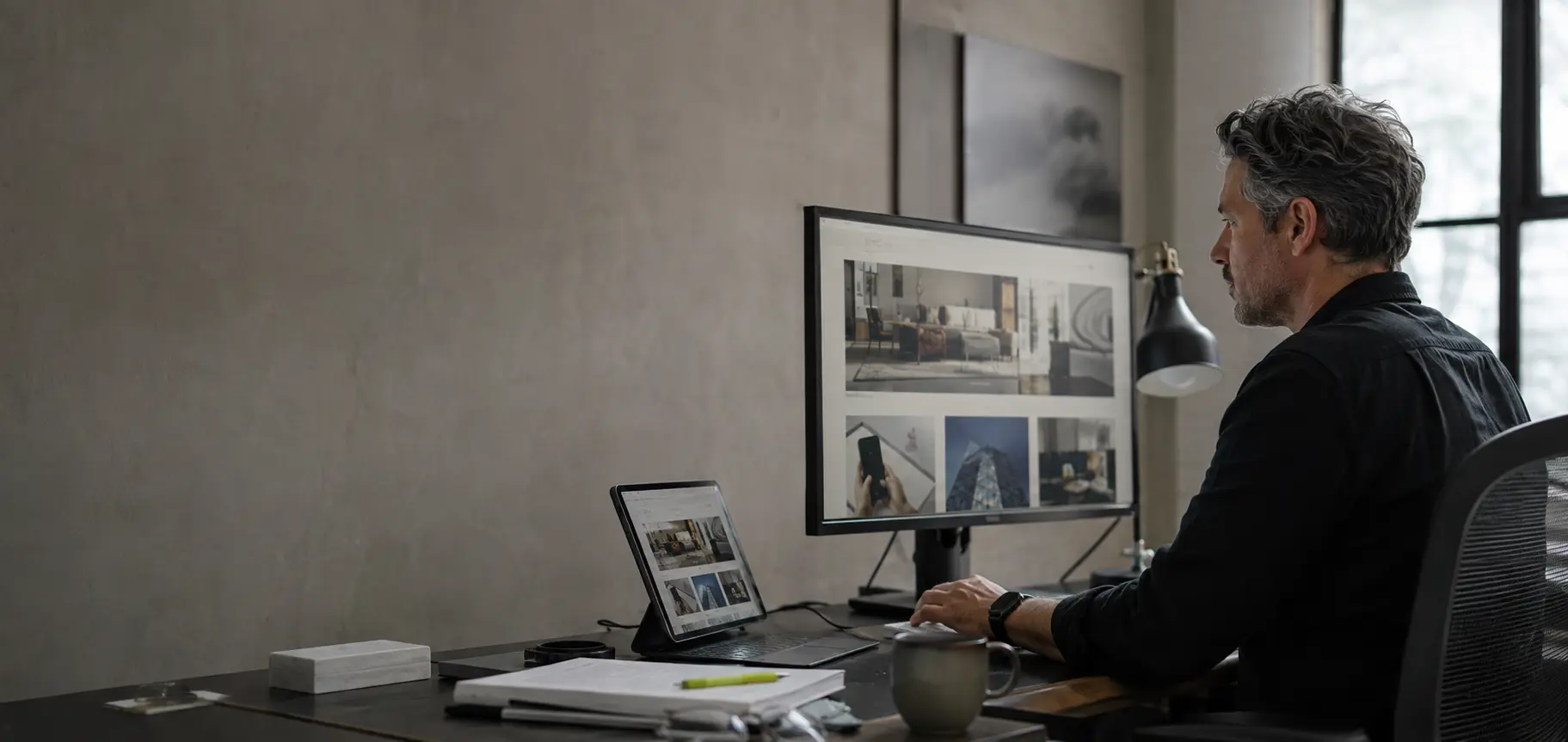 Website specialist reviewing a responsive business website